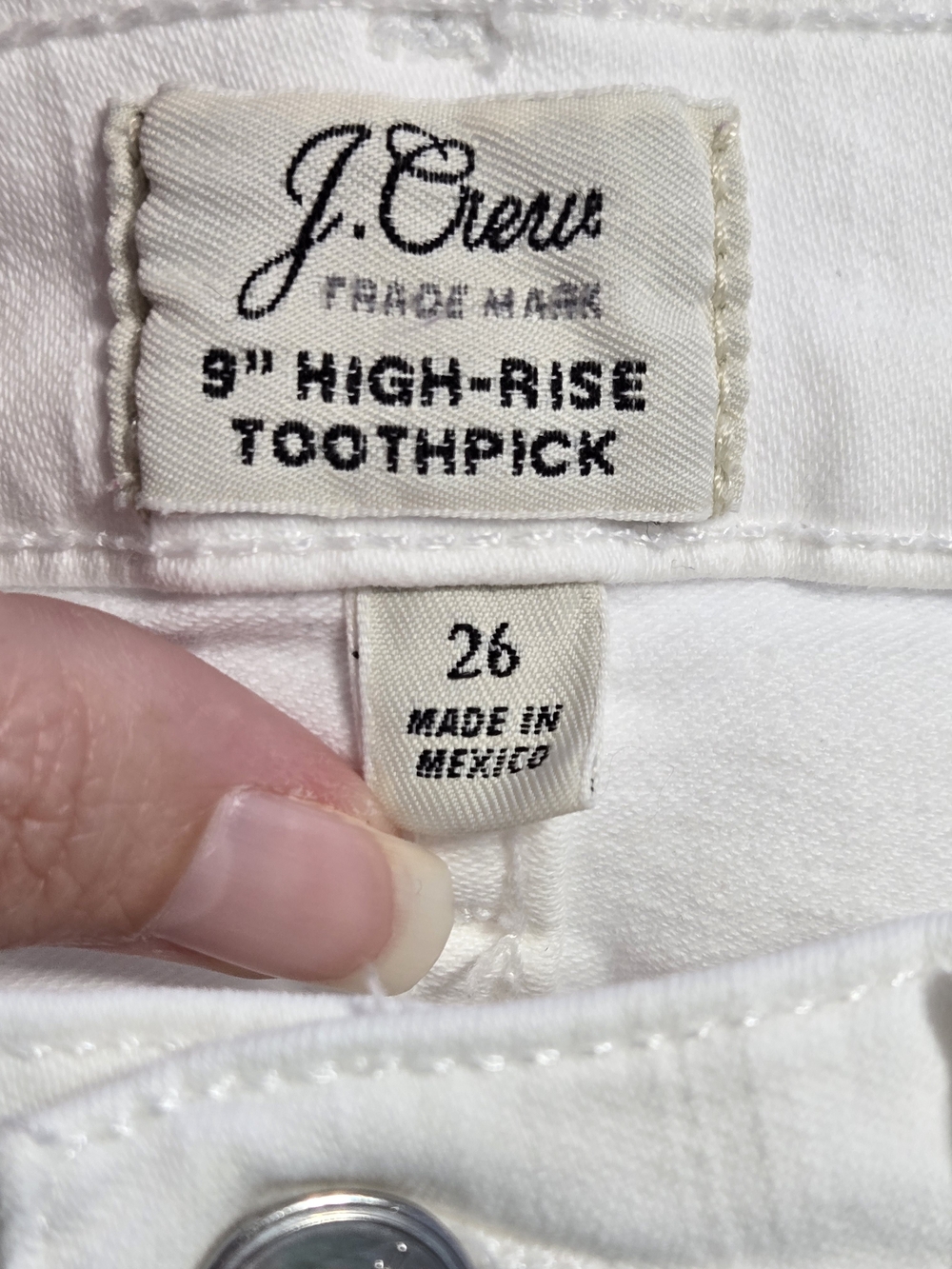 J.Crew 9" High Rise Toothpick White Skinny Jeans Raw Hem Size‎ 26 - Picture 3 of 7